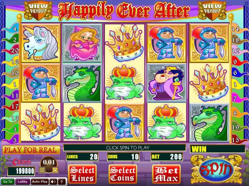 Main Screen Reels - Happily Ever After Wizard Gaming Slots Game