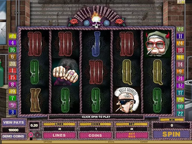 Main Screen Reels - Hells Grannies: Knit Happens! Genesis Slots Game