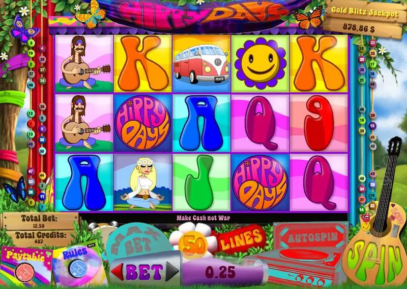 Main Screen Reels - Hippy Days bwin.party Slots Game