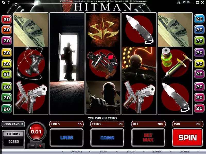 Main Screen Reels - Hitman Microgaming Slots Game