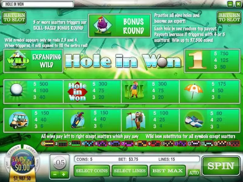 Info and Rules - Hole in Won Rival Slots Game