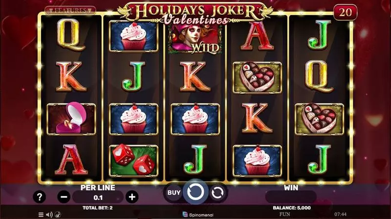 Main Screen Reels - Holidays Joker – Valentines Spinomenal Slots Game