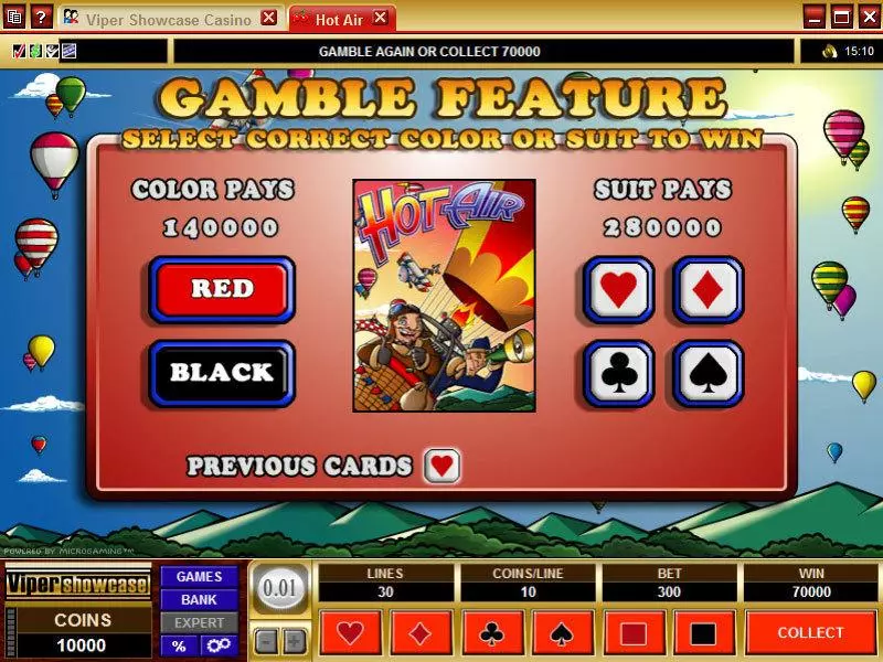 Gamble Screen - Hot Air Microgaming Slots Game