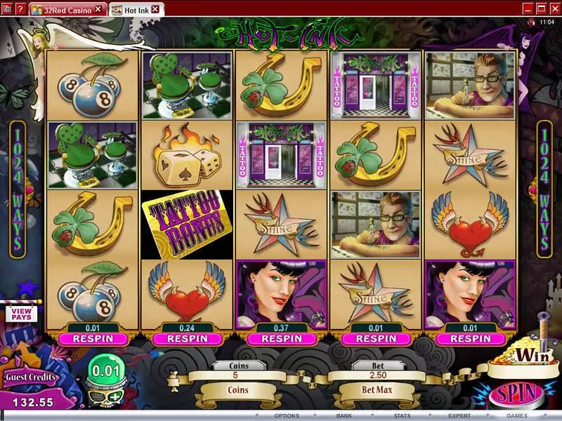 Main Screen Reels - Hot Ink Microgaming Slots Game