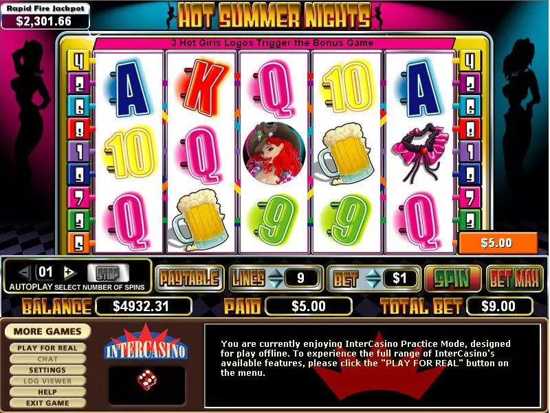 Main Screen Reels - Hot Summer Nights CryptoLogic Slots Game