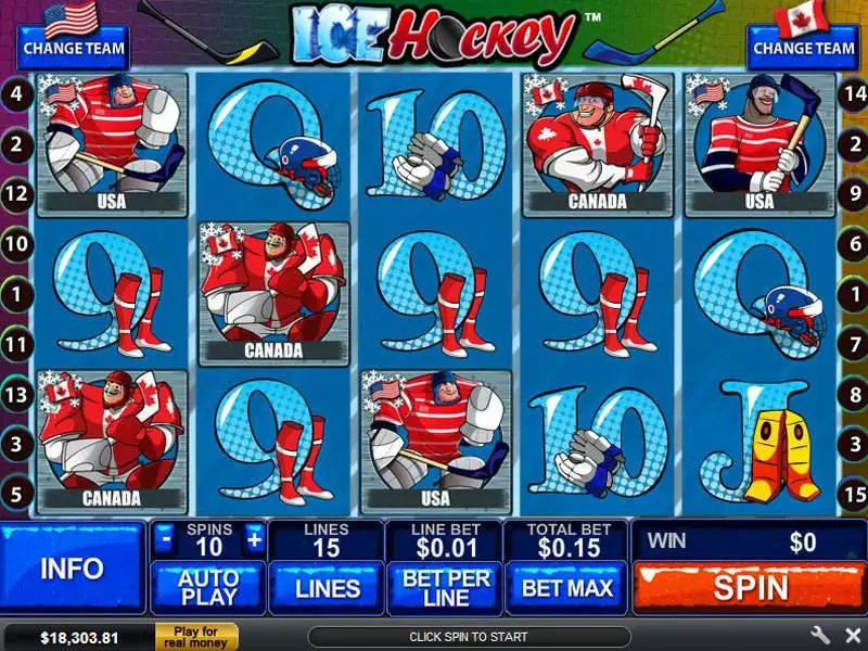 Main Screen Reels - Ice Hockey PlayTech Slots Game