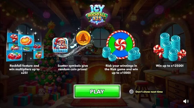 Introduction Screen - Icy Rockfall X25 Mascot Gaming Slots Game