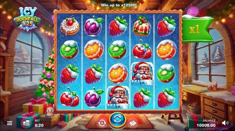 Main Screen Reels - Icy Rockfall X25 Mascot Gaming Slots Game