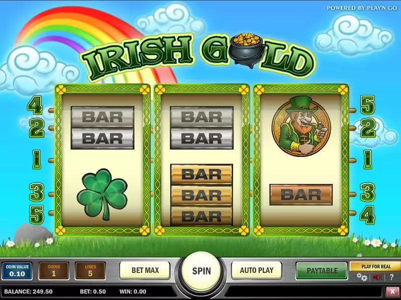 Main Screen Reels - Irish Gold Play'n GO Slots Game