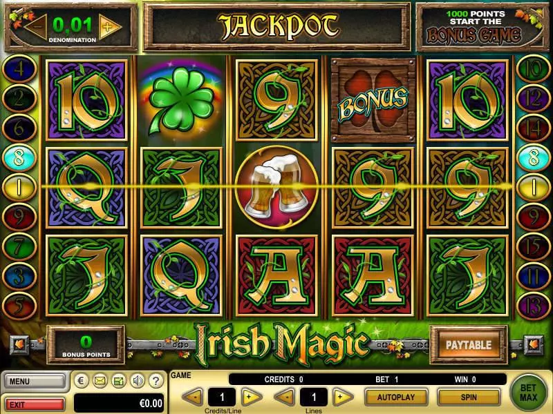 Main Screen Reels - Irish Magic GTECH Slots Game