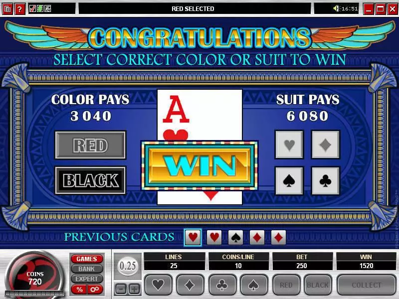 Gamble Screen - Isis Microgaming Slots Game