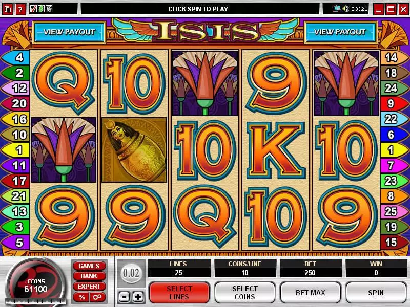 Main Screen Reels - Isis Microgaming Slots Game
