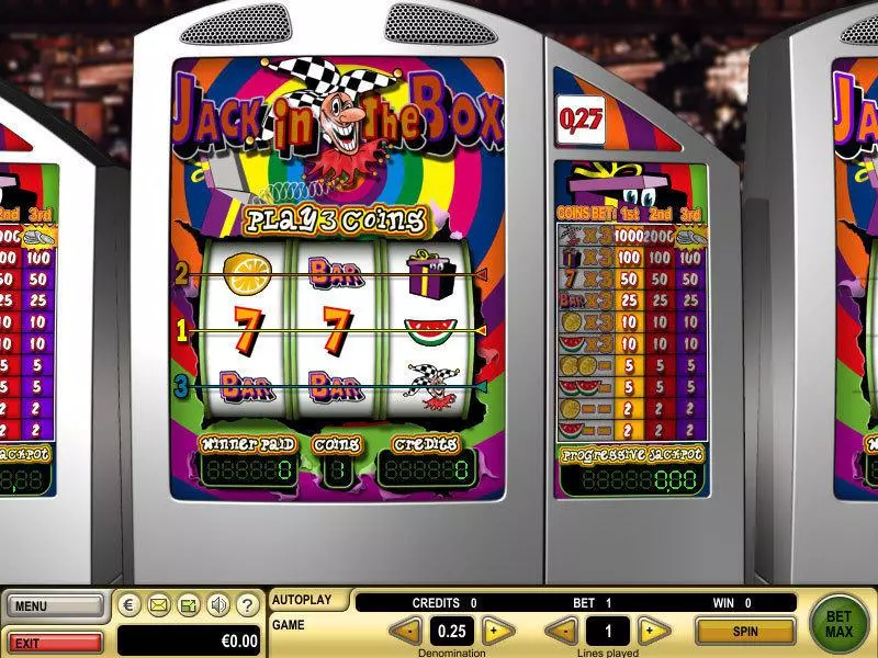 Main Screen Reels - Jack in the Box GTECH Slots Game