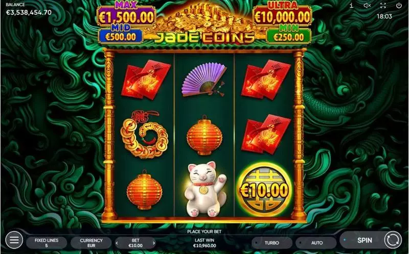 Main Screen Reels - Jade Coins Endorphina Slots Game