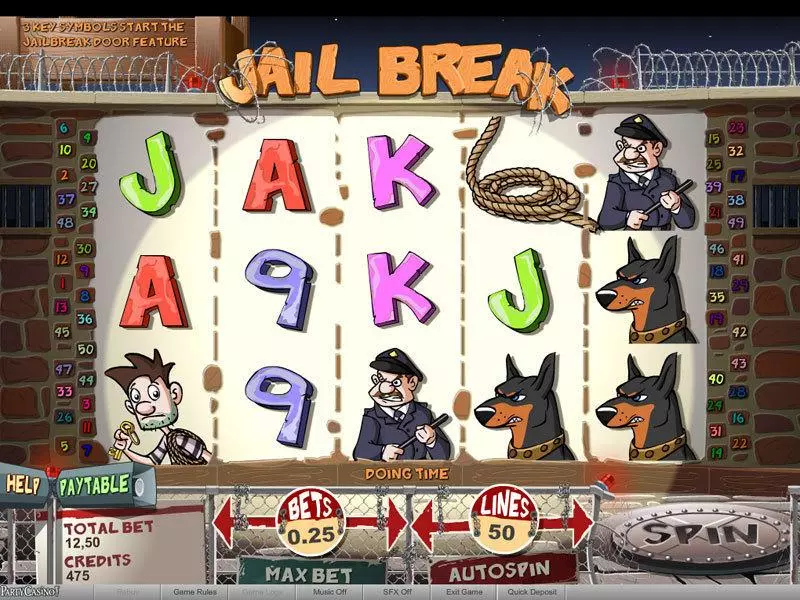 Main Screen Reels - Jail Break bwin.party Slots Game