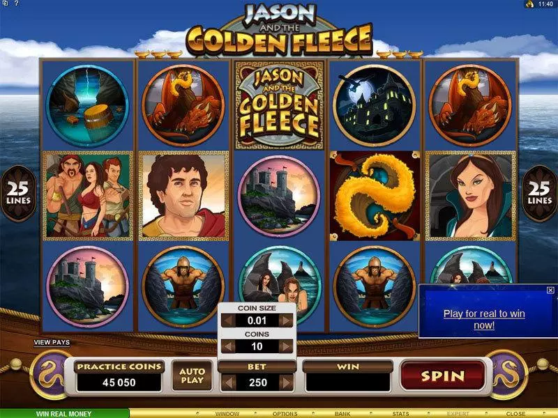 Main Screen Reels - Jason and the Golden Fleece Microgaming Slots Game