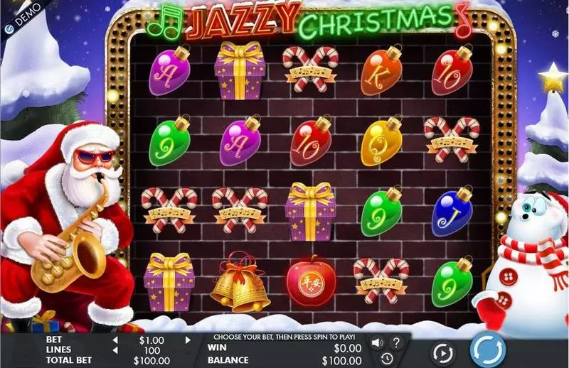 Main Screen Reels - Jazzy Christmas Genesis Slots Game