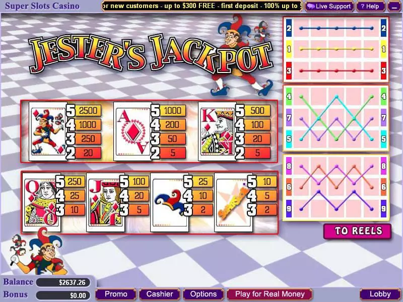 Info and Rules - Jester's Jackpot WGS Technology Slots Game