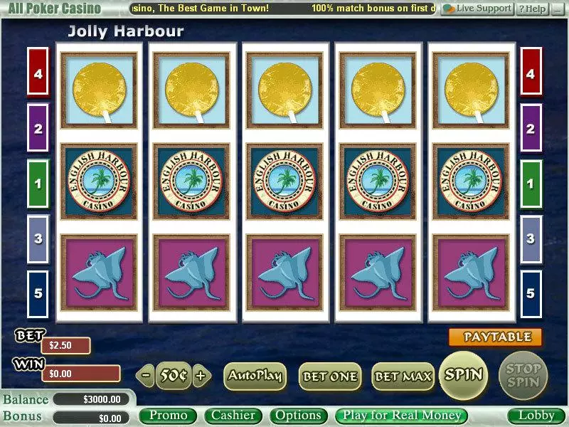 Main Screen Reels - Jolly Harbour WGS Technology Slots Game
