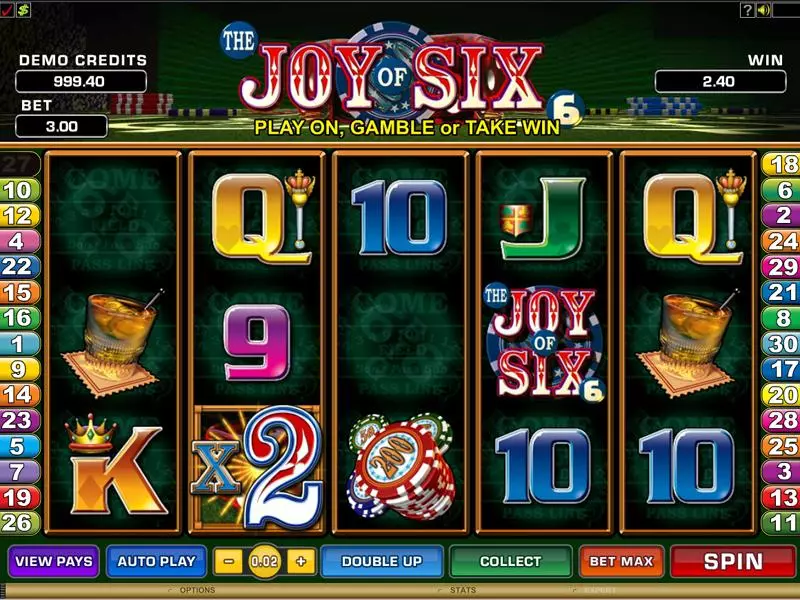 Main Screen Reels - Joy of Six Microgaming Slots Game