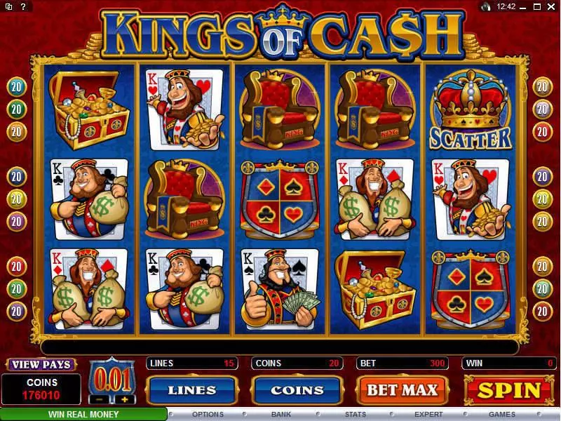 Main Screen Reels - Kings of Cash Microgaming Slots Game
