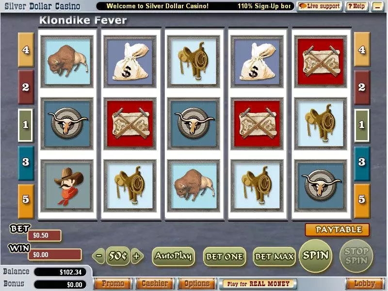 Main Screen Reels - Klondike Fever Vegas Technology Slots Game
