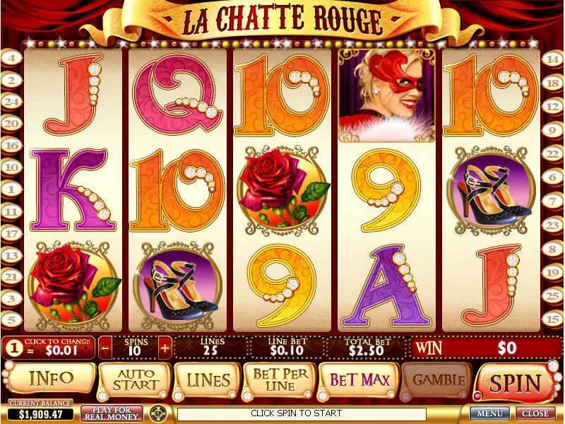 Main Screen Reels - La Chatte Rouge PlayTech Slots Game