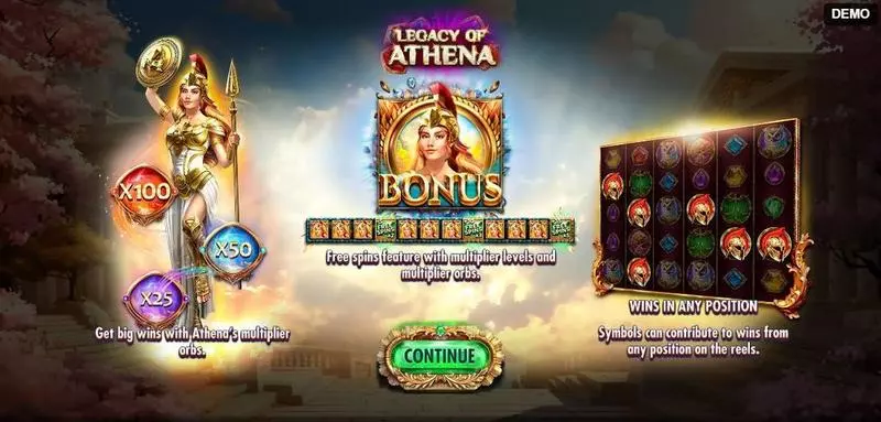 Info and Rules - Legacy of Athena Red Rake Gaming Slots Game