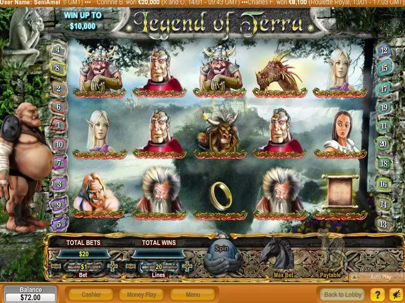 Main Screen Reels - Legend of Terra NeoGames Slots Game