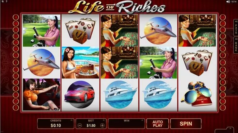 Main Screen Reels - Life of Riches Microgaming Slots Game