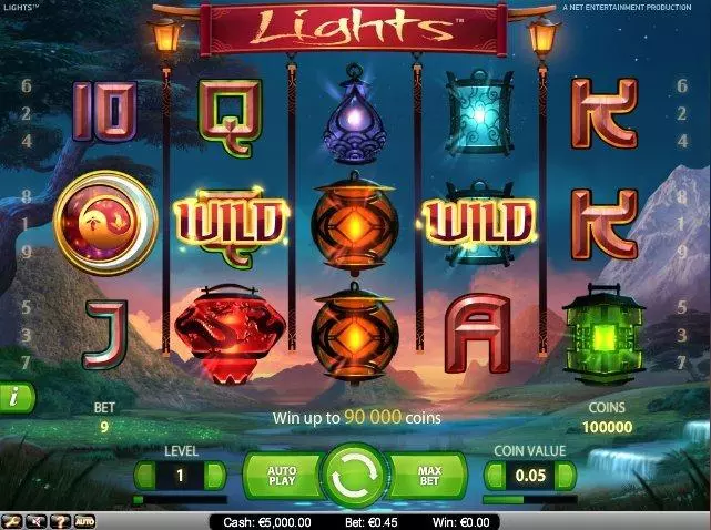 Main Screen Reels - Lights NetEnt Slots Game