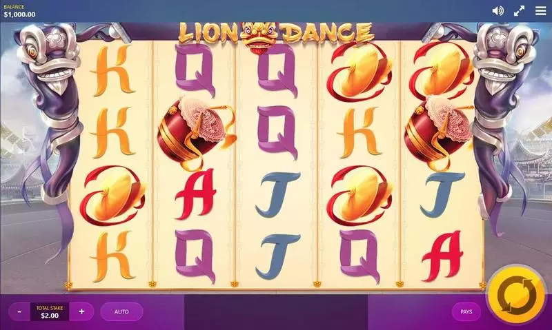Main Screen Reels - Lion Dance Red Tiger Gaming Slots Game