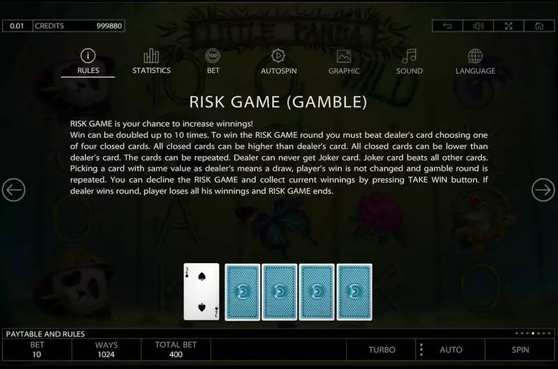 Gamble Winnings - Little Panda Endorphina Slots Game
