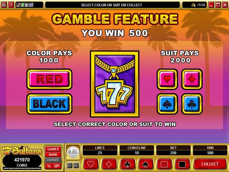 Gamble Screen - Loaded Microgaming Slots Game