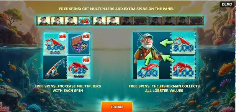 Info and Rules - Lobster Splash Red Rake Gaming Slots Game
