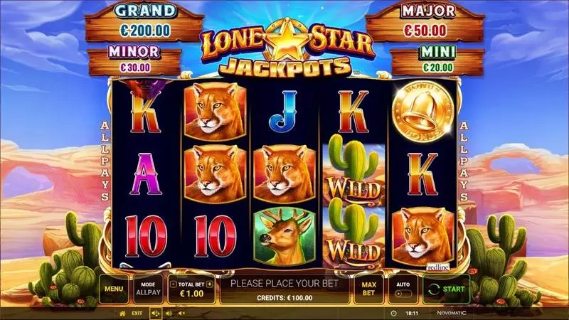 Main Screen Reels - Lone Star Jackpots Greentube Slots Game