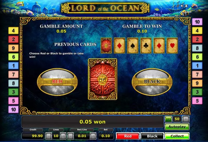 Gamble Screen - Lord of the Ocean Novomatic Slots Game