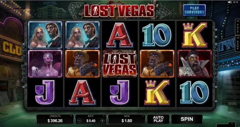 Main Screen Reels - Lost Vegas Microgaming Slots Game