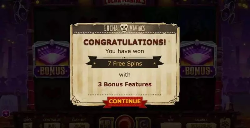 Free Spins Feature - Lucha Maniacs Yggdrasil Slots Game