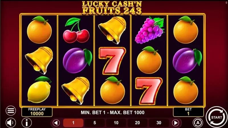 Main Screen Reels - LUCKY CASH'N FRUITS 243 1Spin4Win Slots Game