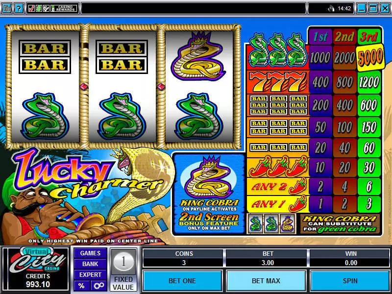 Main Screen Reels - Lucky Charmer Microgaming Slots Game