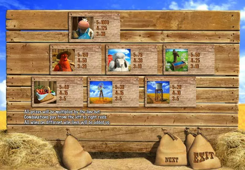 Info and Rules - Lucky Farmer Sheriff Gaming Slots Game