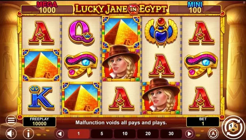 Main Screen Reels - LUCKY JANE IN EGYPT HOLD AND WIN 1Spin4Win Slots Game