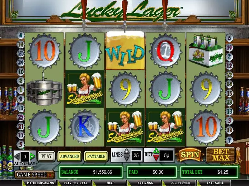Main Screen Reels - Lucky Lager CryptoLogic Slots Game