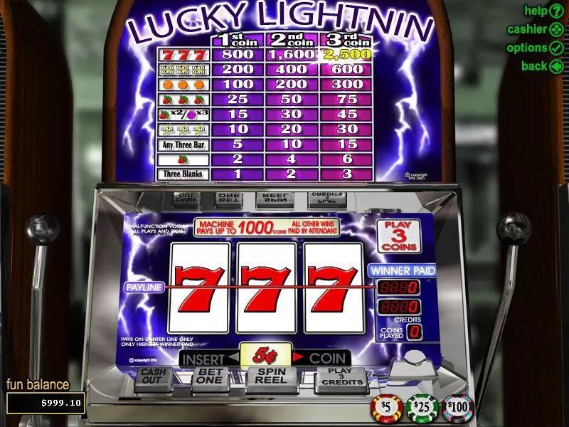 Main Screen Reels - Lucky Lightnin RTG Slots Game