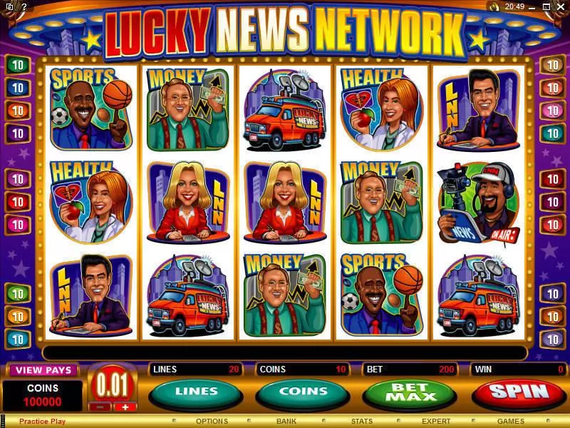 Main Screen Reels - Lucky News Network Microgaming Slots Game