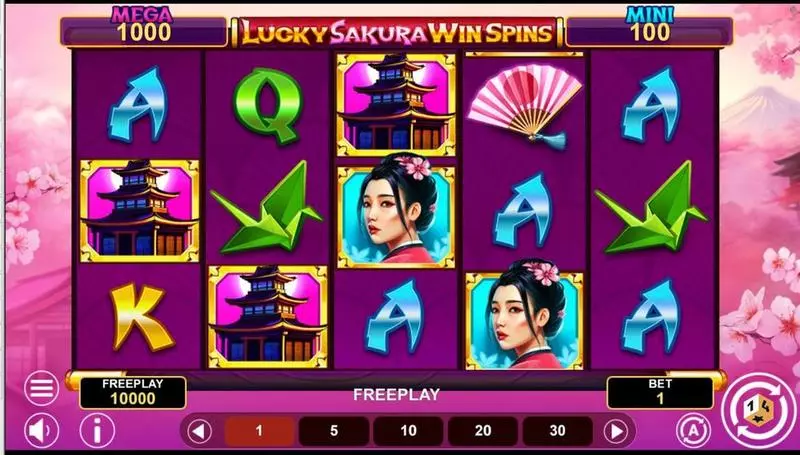 Main Screen Reels - LUCKY SAKURA WIN SPINS 1Spin4Win Slots Game