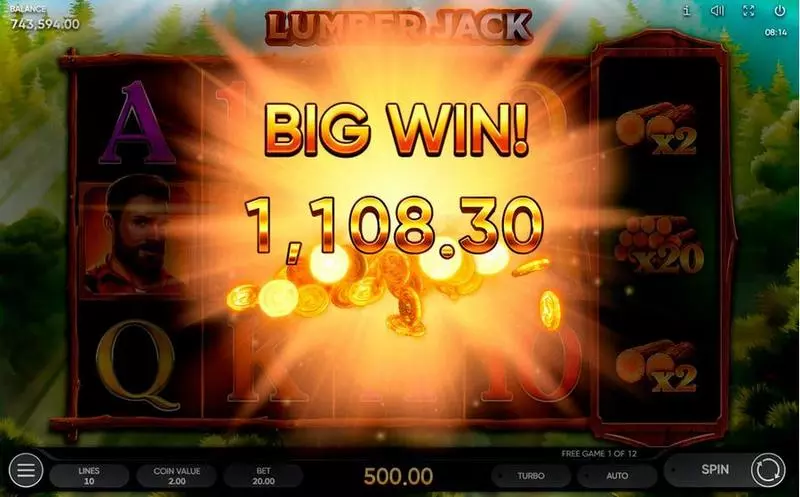 Winning Screenshot - Lumber Jack Endorphina Slots Game