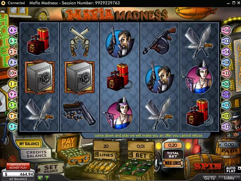 Main Screen Reels - Mafia Madness 888 Slots Game