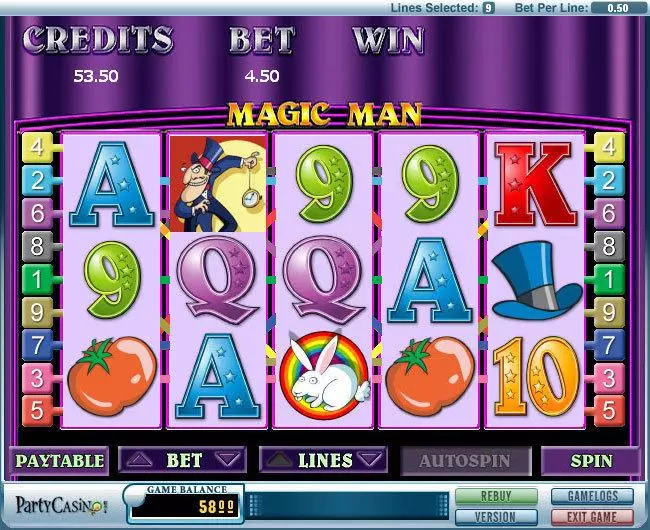 Main Screen Reels - Magic Man bwin.party Slots Game